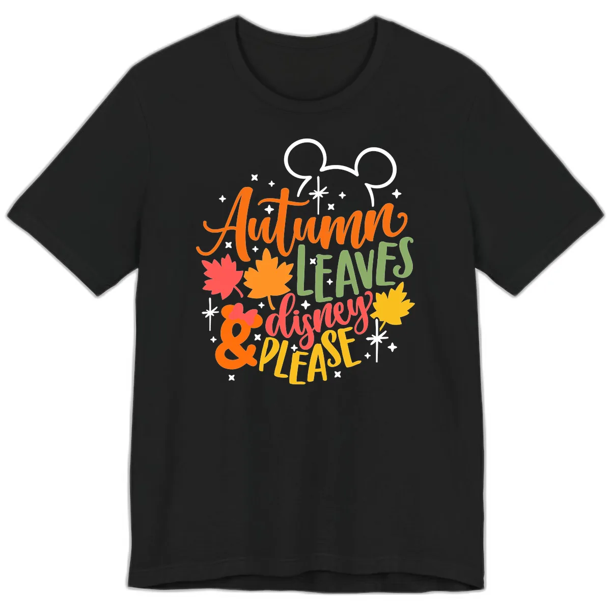 Autumn Leaves Disney Please Design Premium T-Shirt in Black