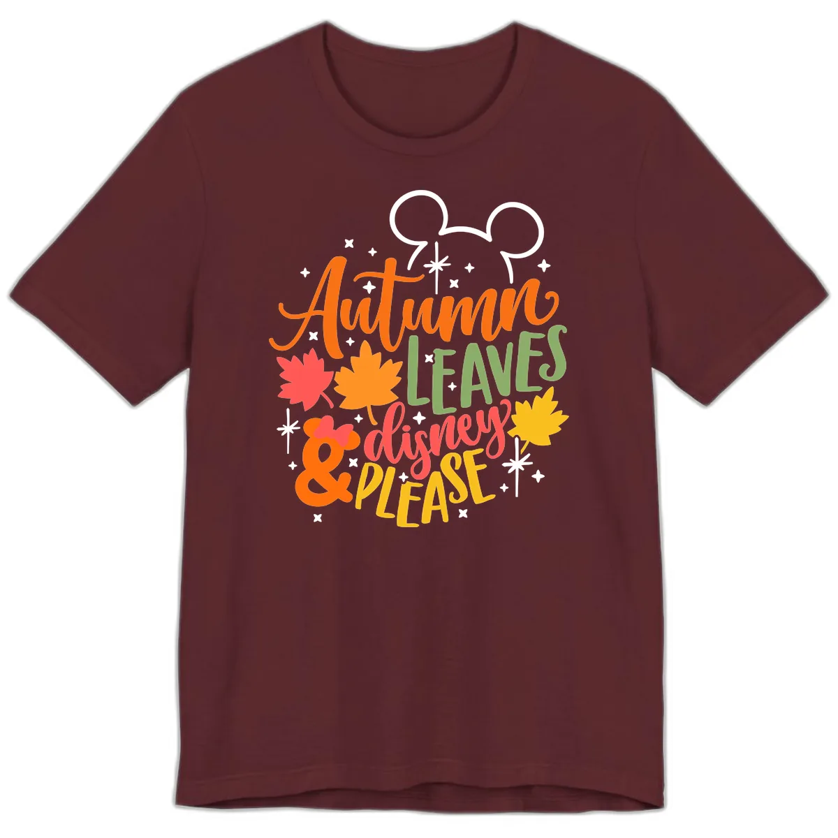 Autumn Leaves Disney Please Design Premium T-Shirt in Maroon