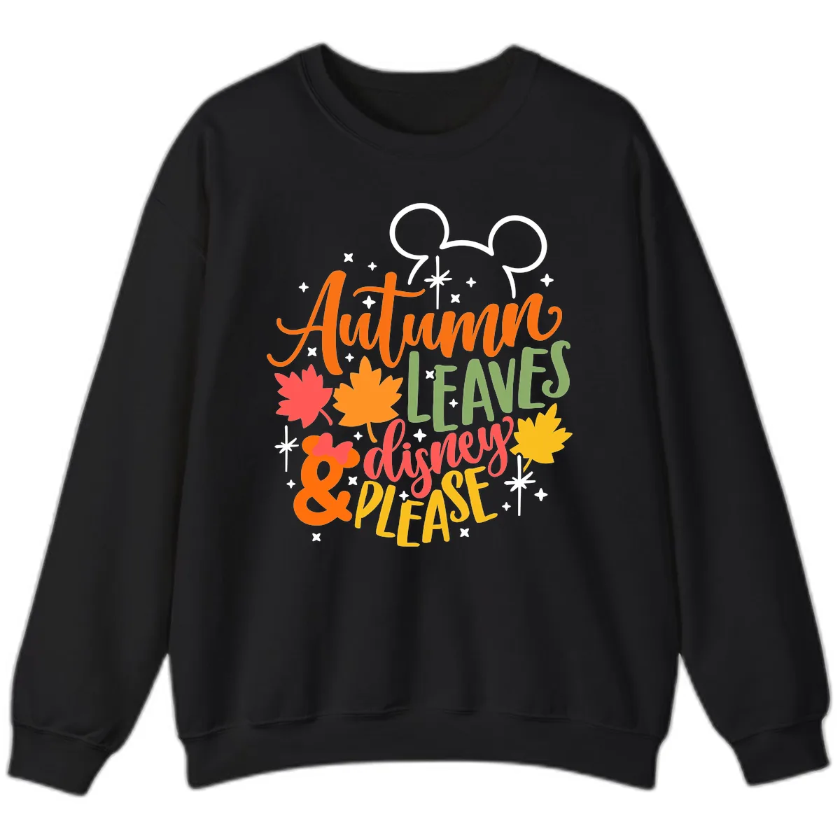 Autumn Leaves Disney Please Design Sweatshirt in Black