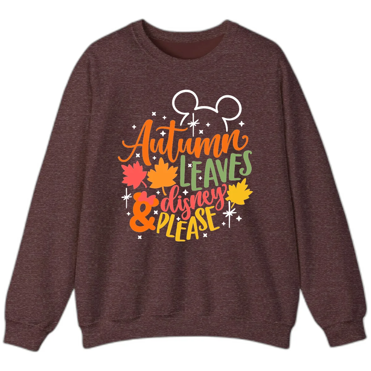Autumn Leaves Disney Please Design Sweatshirt in Heather Sport Dark Maroon