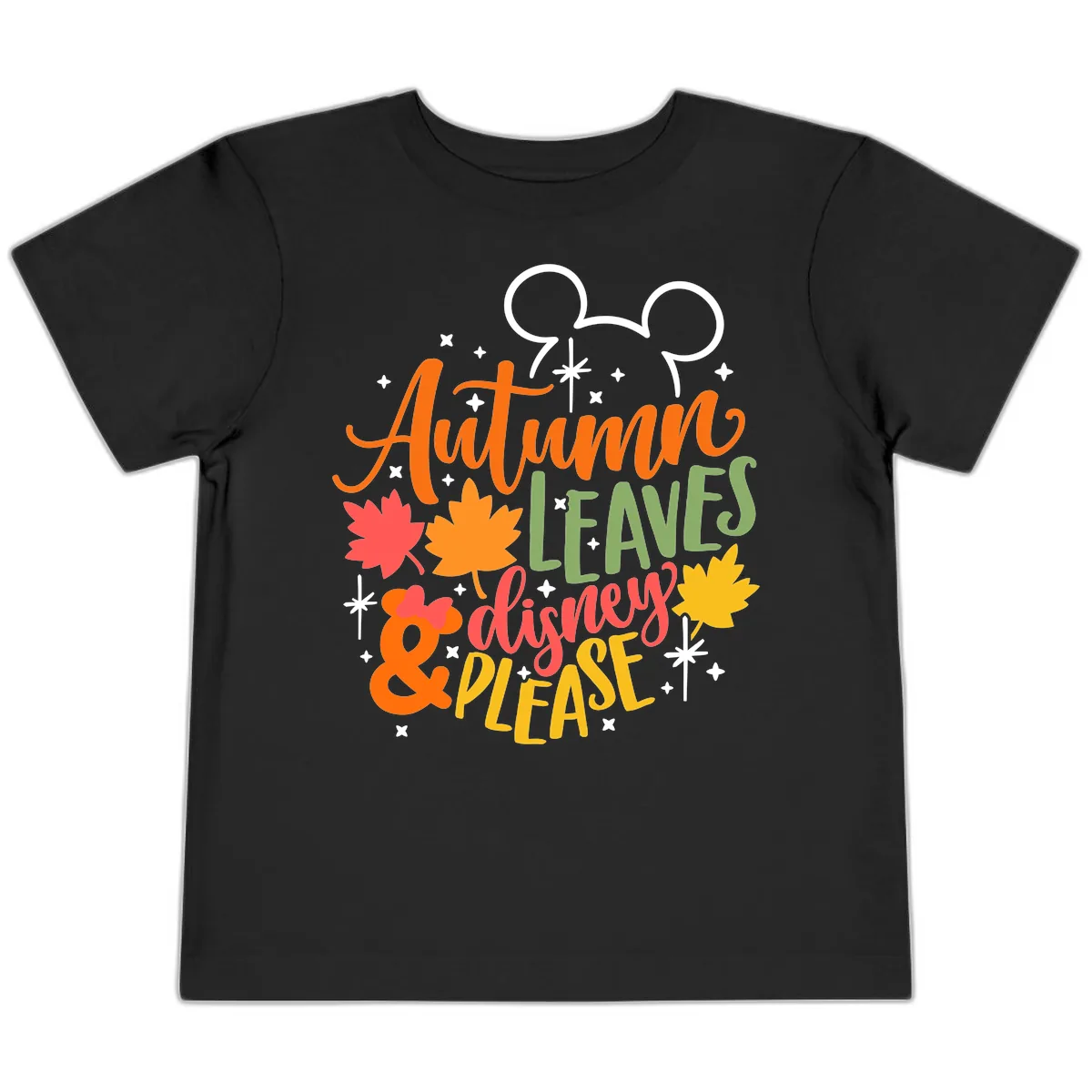 Autumn Leaves Disney Please Design Toddler T-Shirt in Black