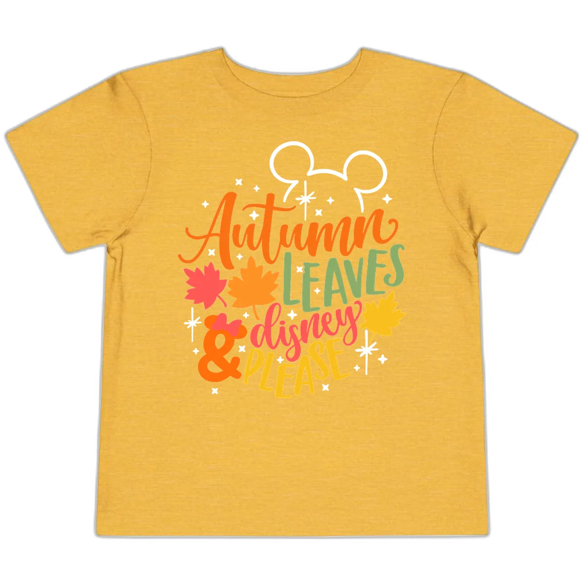 Autumn Leaves Disney Please Design Toddler T-Shirt in Heather Yellow Gold