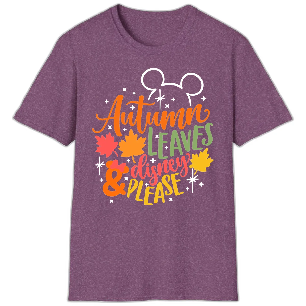 Autumn Leaves Disney Please Design T-Shirt in Heather Maroon