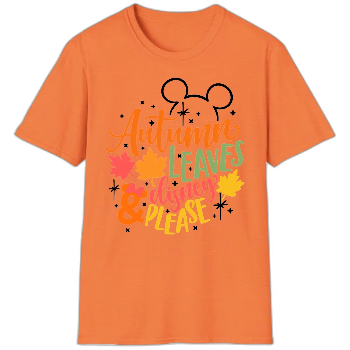 Autumn Leaves Disney Please Design T-Shirt in Heather Orange