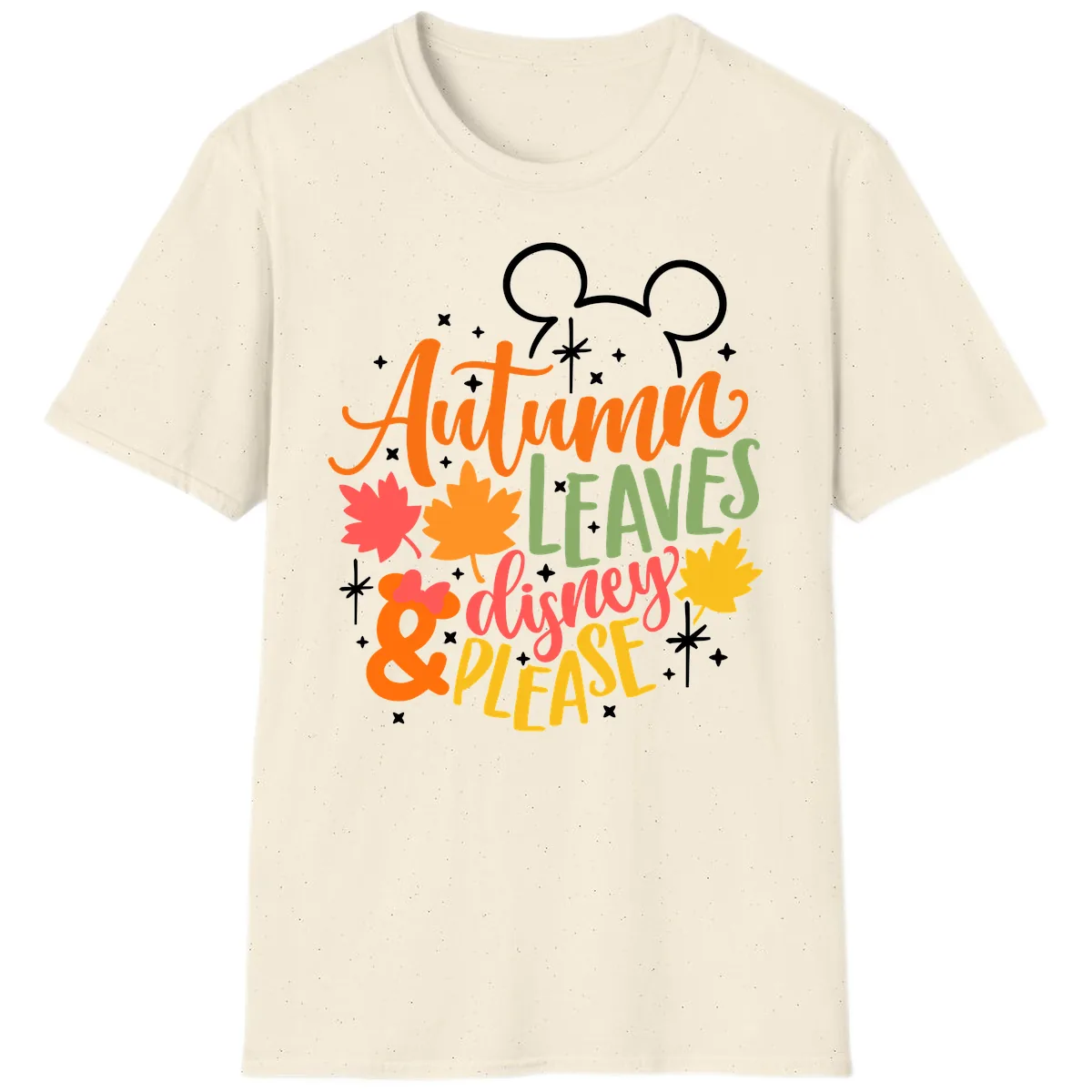 Autumn Leaves Disney Please Design T-Shirt in Natural