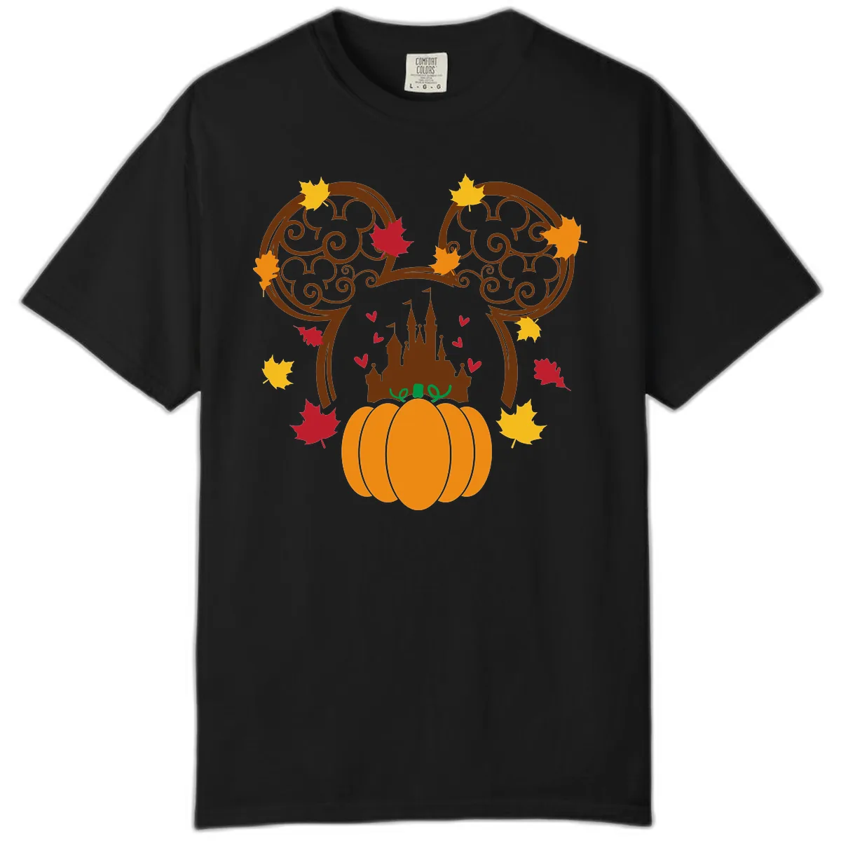 Mickey Pumpkin Castle Fall Design Comfort Color in Black