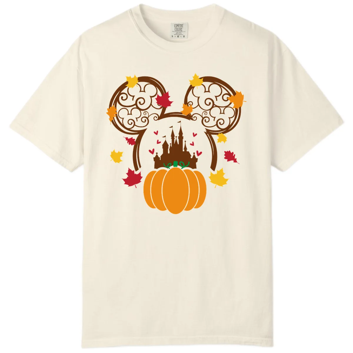 Mickey Pumpkin Castle Fall Design Comfort Color in Ivory