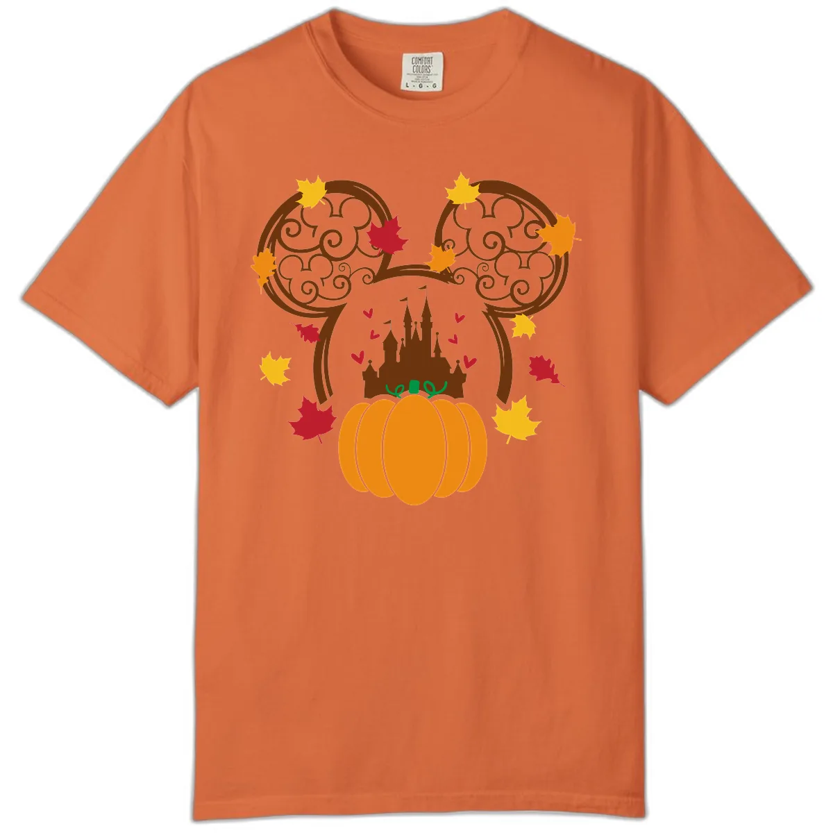 Mickey Pumpkin Castle Fall Design Comfort Color in Burnt Orange