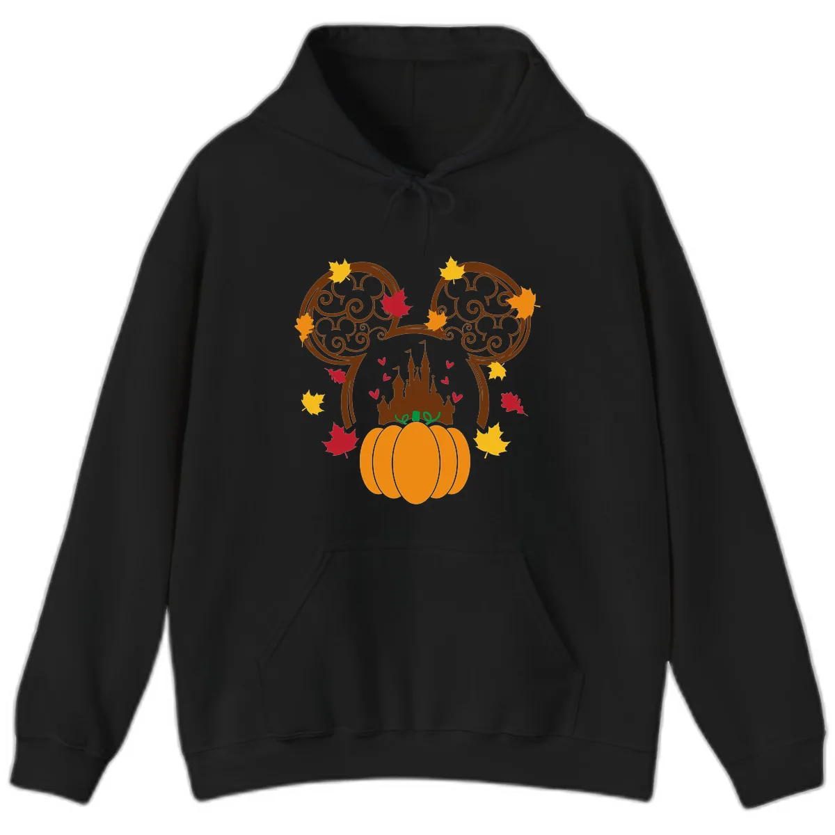 Mickey Pumpkin Castle Fall Design Hoodie in Black