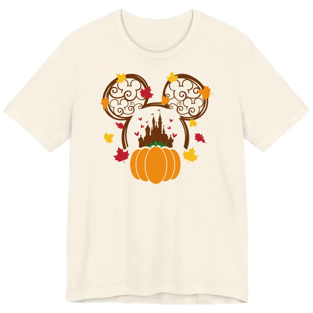 Mickey Pumpkin Castle Fall Design Premium T-Shirt in Natural