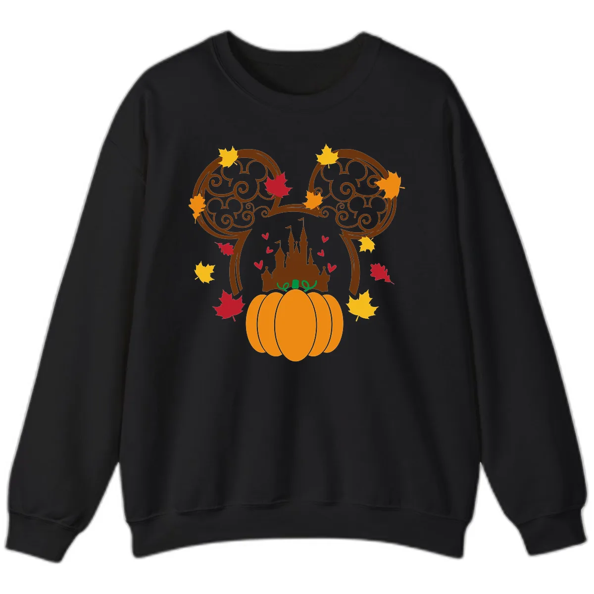Mickey Pumpkin Castle Fall Design Sweatshirt in Black