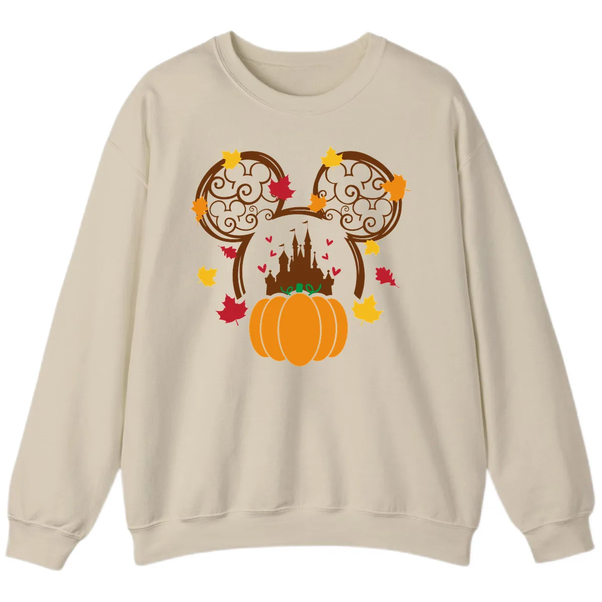 Mickey Pumpkin Castle Fall Design Sweatshirt in Sand