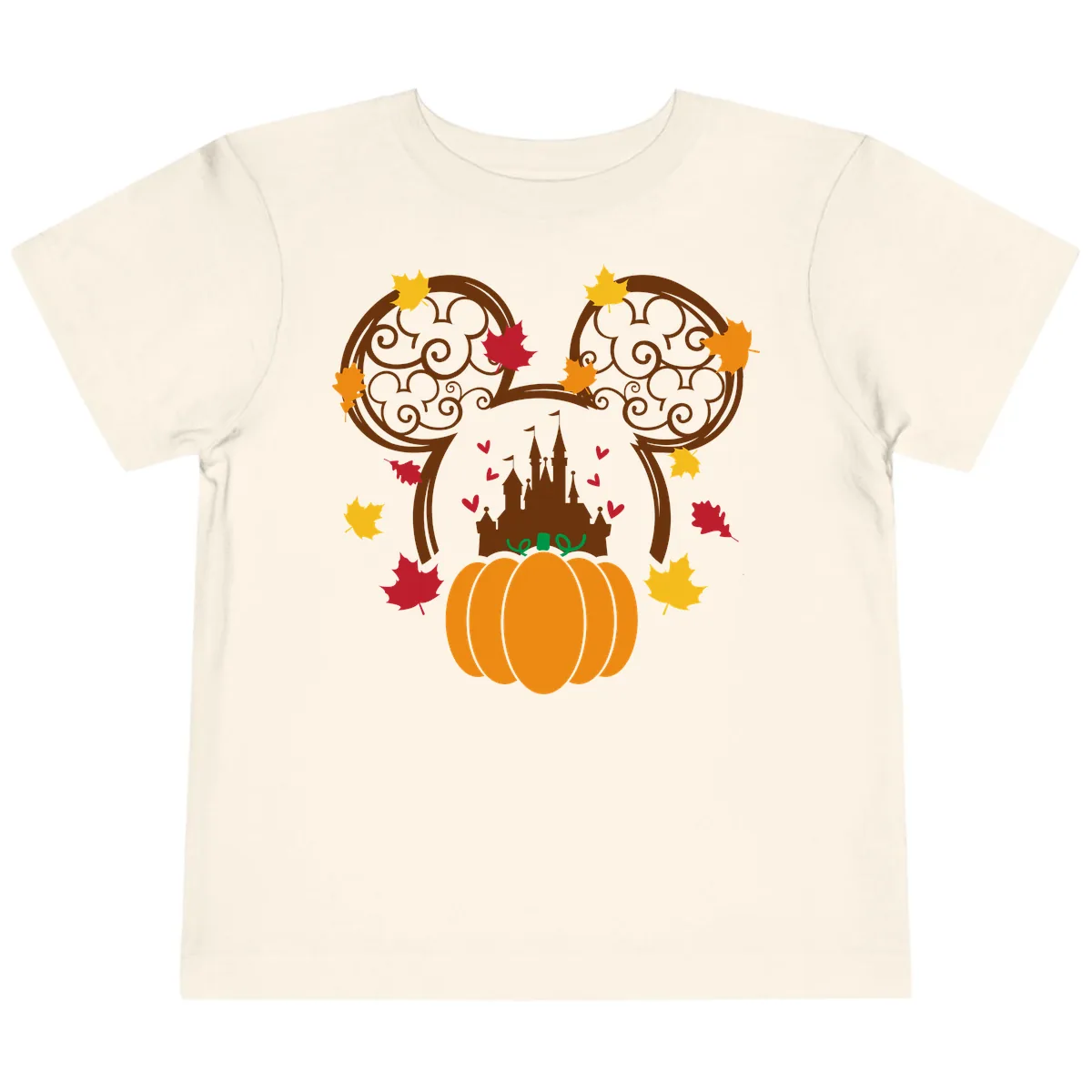 Mickey Pumpkin Castle Fall Design Toddler T-Shirt in Natural