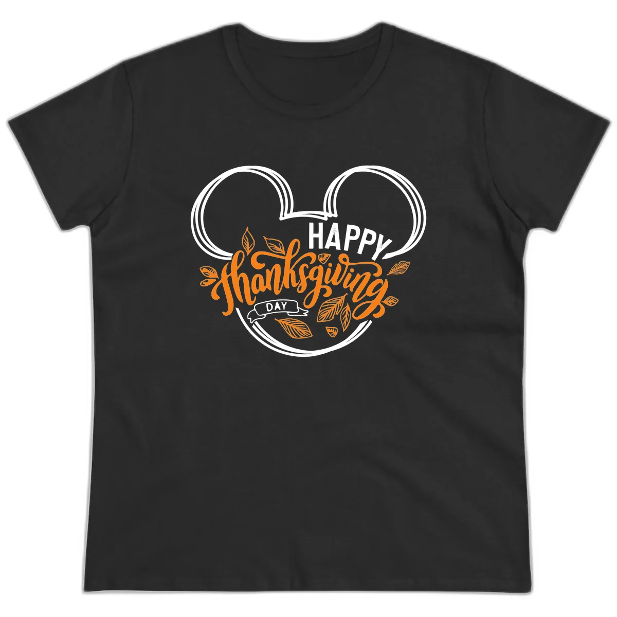 Mickey Ears Thanksgiving Day Celebration Ladies Tee in Black