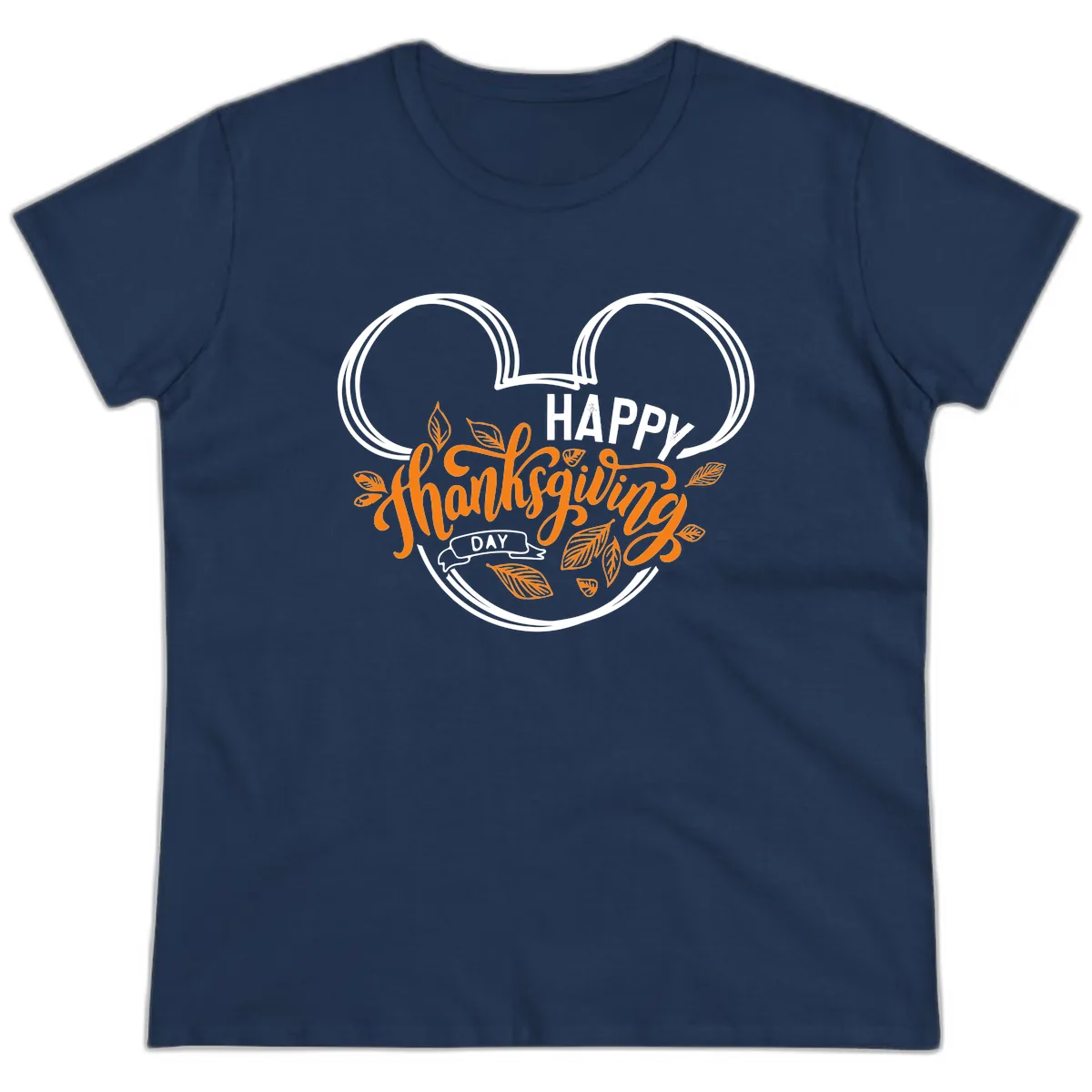 Mickey Ears Thanksgiving Day Celebration Ladies Tee in Navy