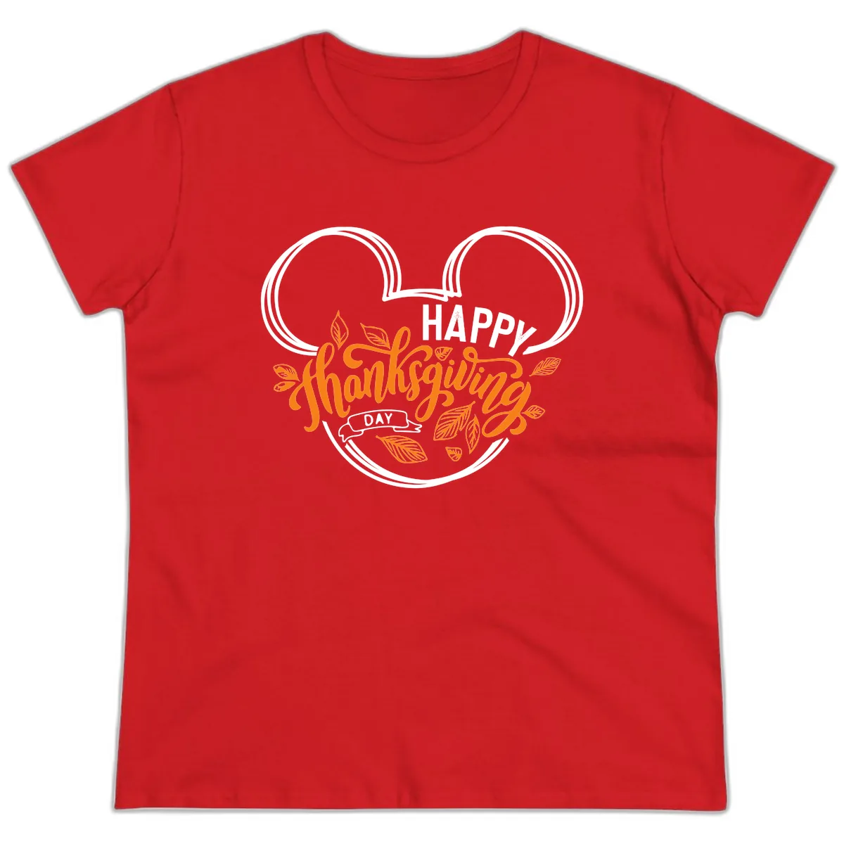 Mickey Ears Thanksgiving Day Celebration Ladies Tee in Red