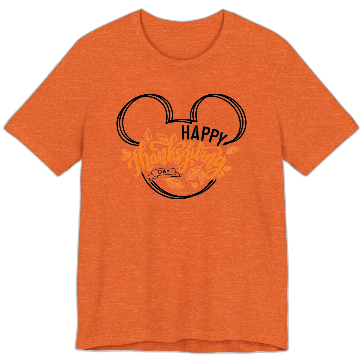 Mickey Ears Thanksgiving Day Celebration Premium T-Shirt in Heather Orange