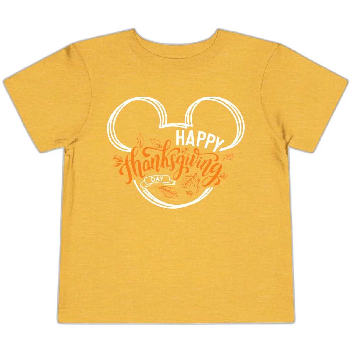 Mickey Ears Thanksgiving Day Celebration Toddler T-Shirt in Heather Yellow Gold