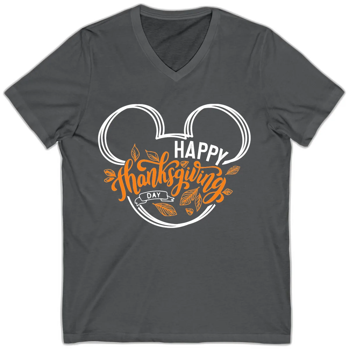 Mickey Ears Thanksgiving Day Celebration V-Neck in Asphalt