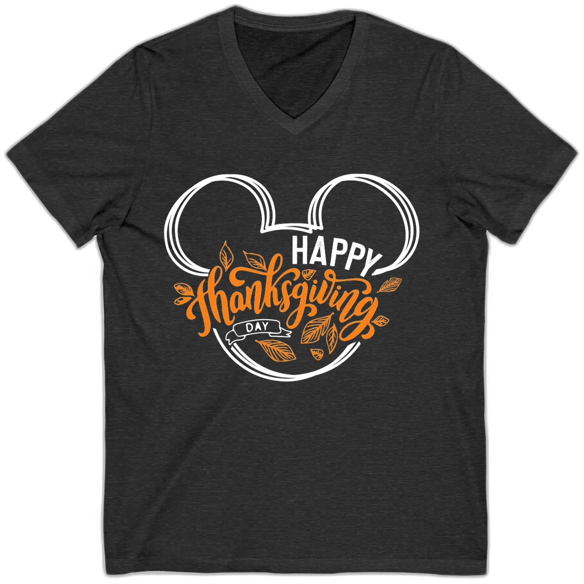 Mickey Ears Thanksgiving Day Celebration V-Neck in Dark Grey Heather