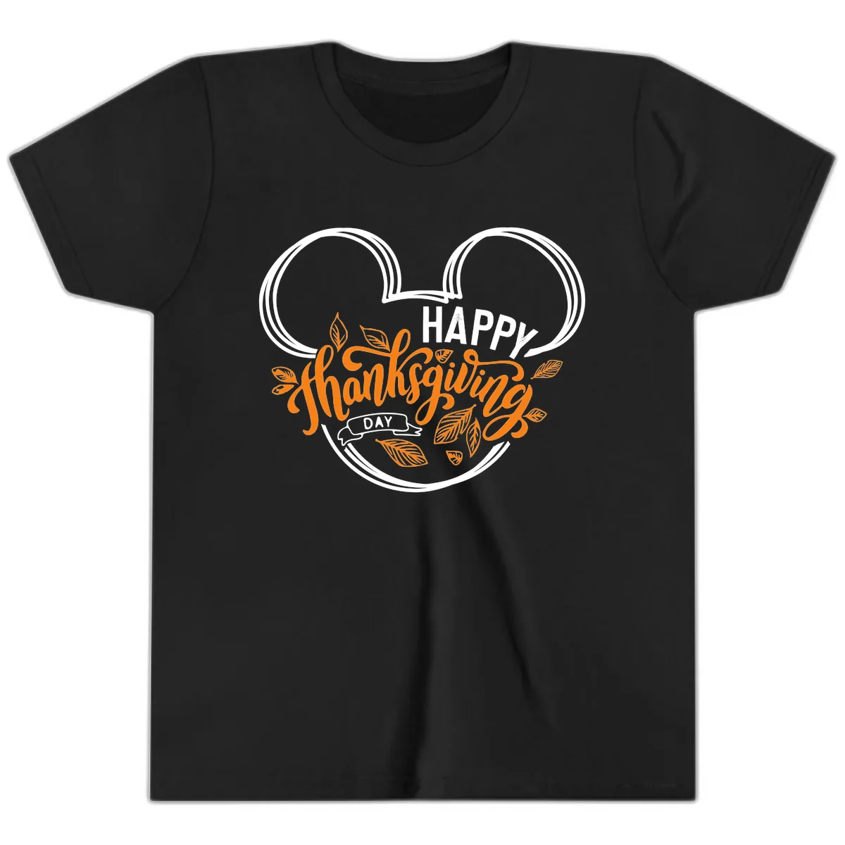 Mickey Ears Thanksgiving Day Celebration Youth T-Shirt in Black