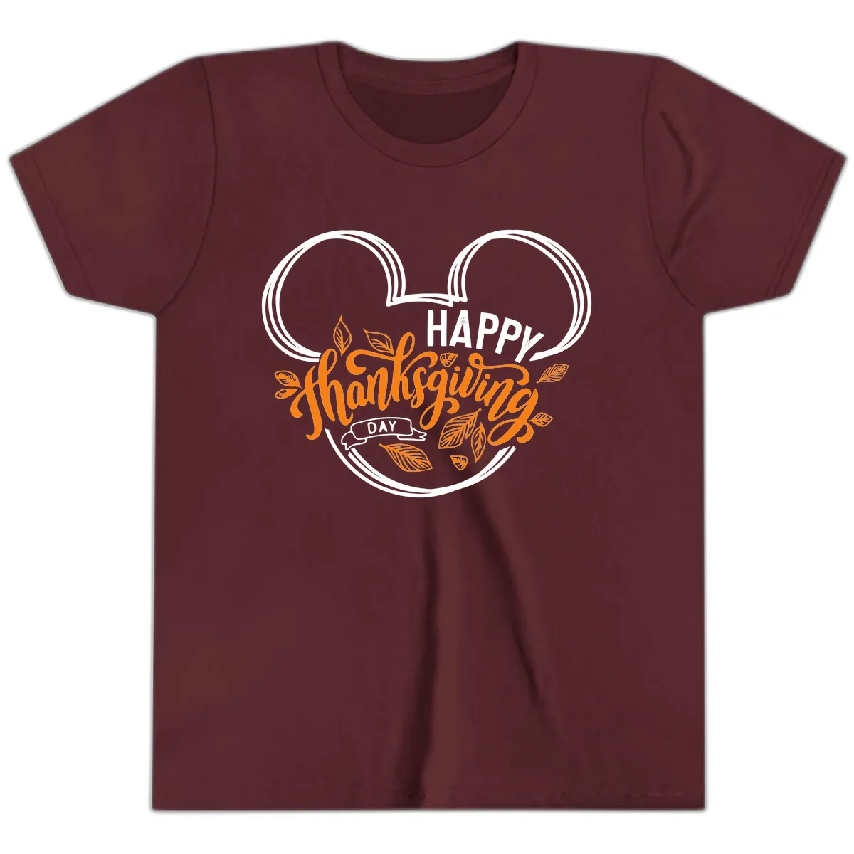Mickey Ears Thanksgiving Day Celebration Youth T-Shirt in Maroon