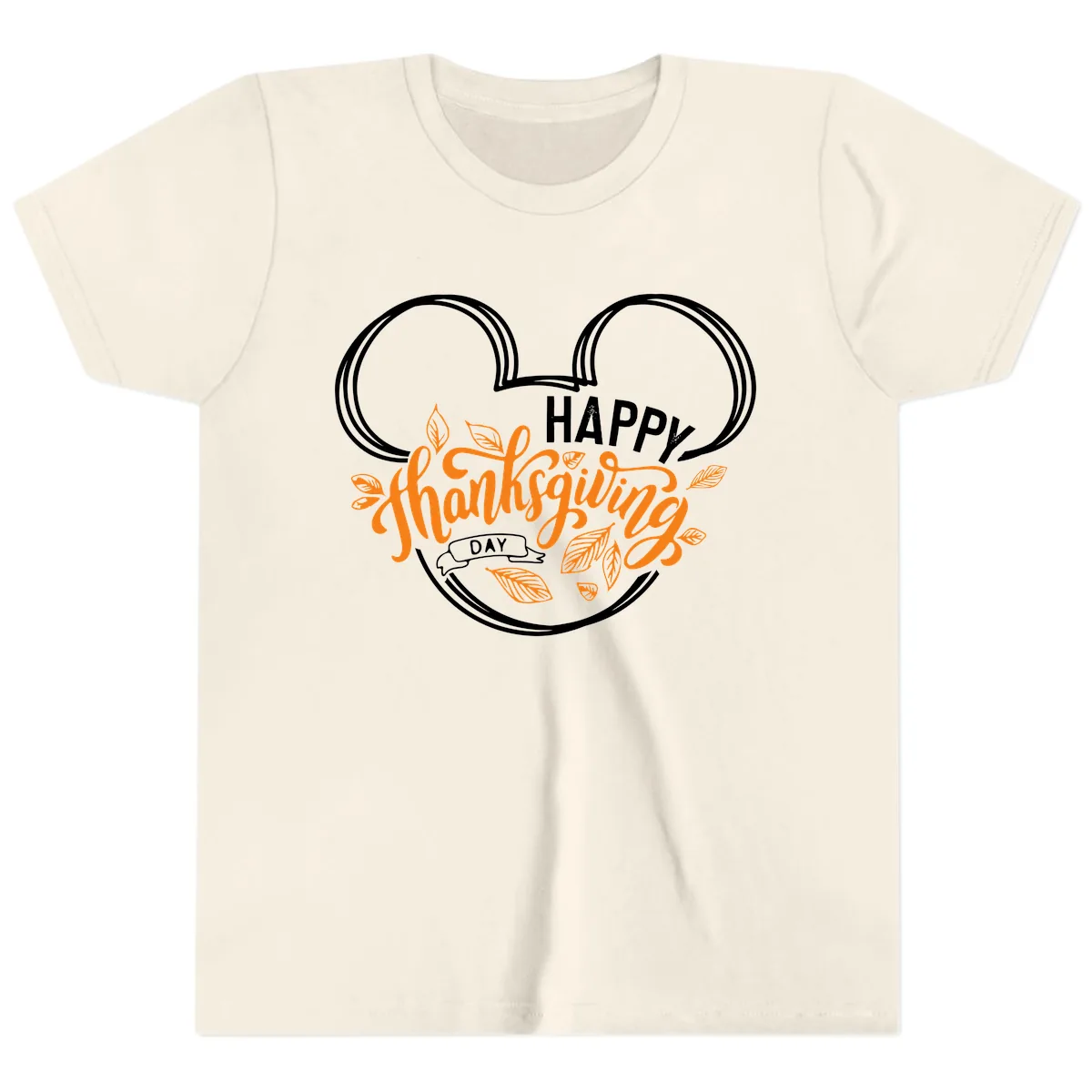 Mickey Ears Thanksgiving Day Celebration Youth T-Shirt in Natural