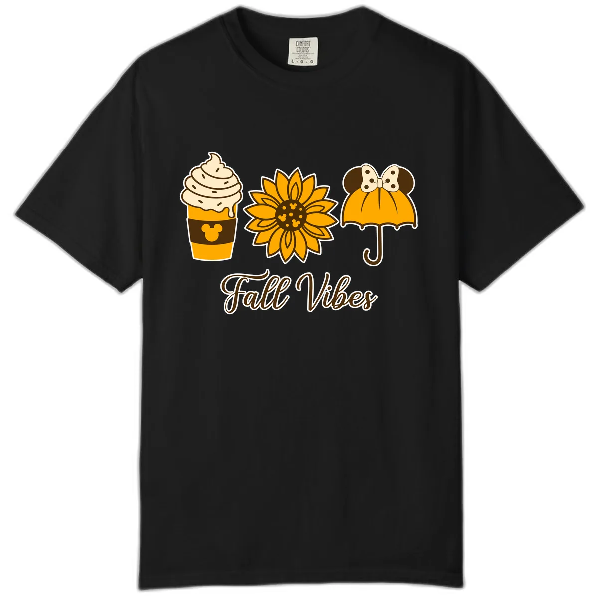 Fall Vibes Coffee And Sunflower Comfort Color in Black