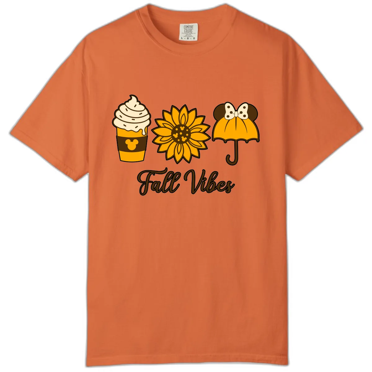 Fall Vibes Coffee And Sunflower Comfort Color in Burnt Orange