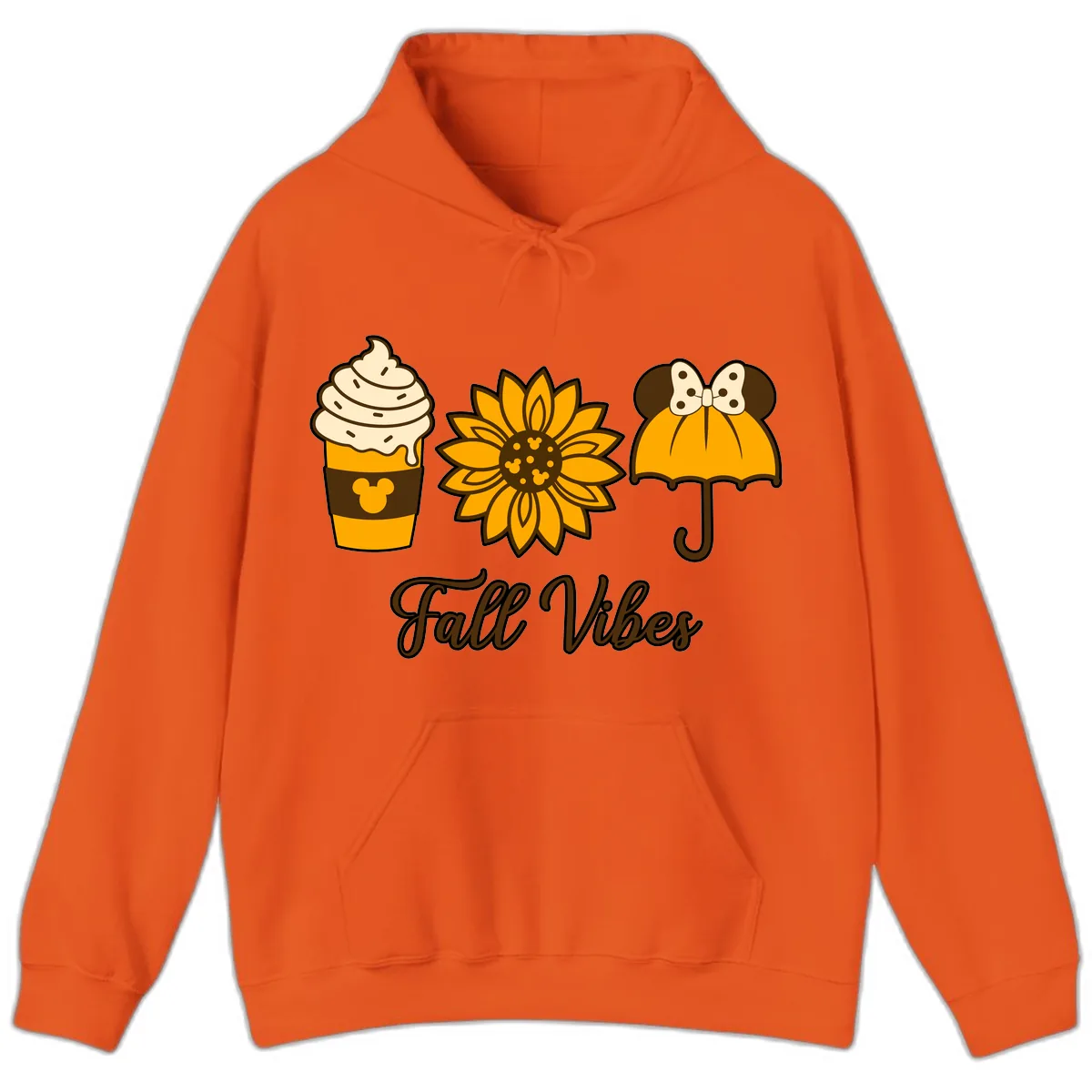 Fall Vibes Coffee And Sunflower Hoodie in Orange