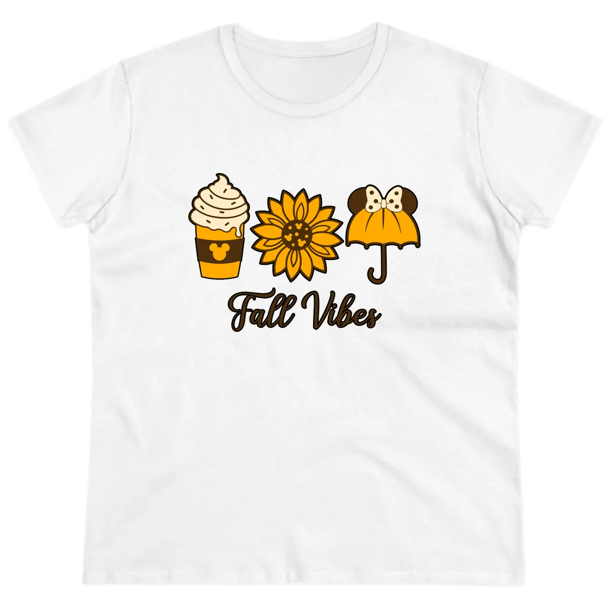 Fall Vibes Coffee And Sunflower Ladies Tee in White