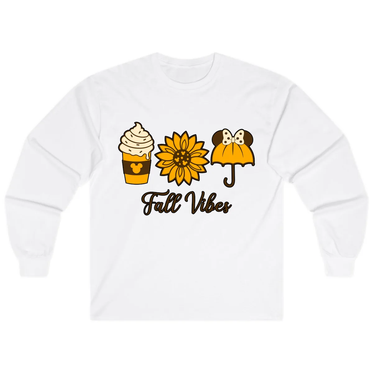 Fall Vibes Coffee And Sunflower Long Sleeve in White