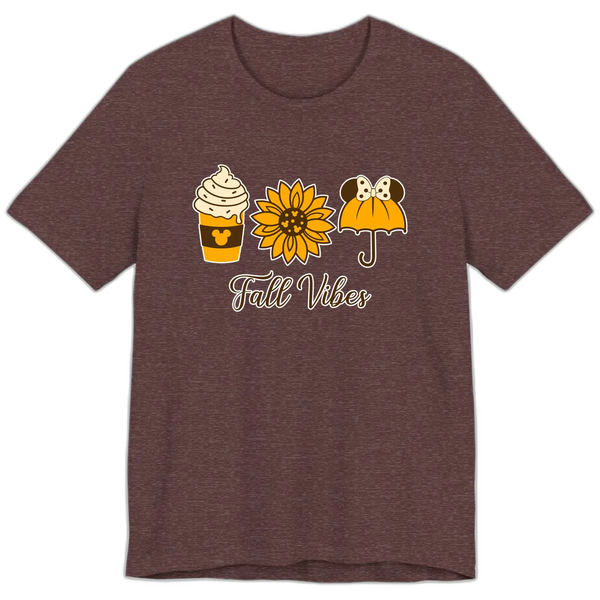Fall Vibes Coffee And Sunflower Premium T-Shirt in Heather Maroon