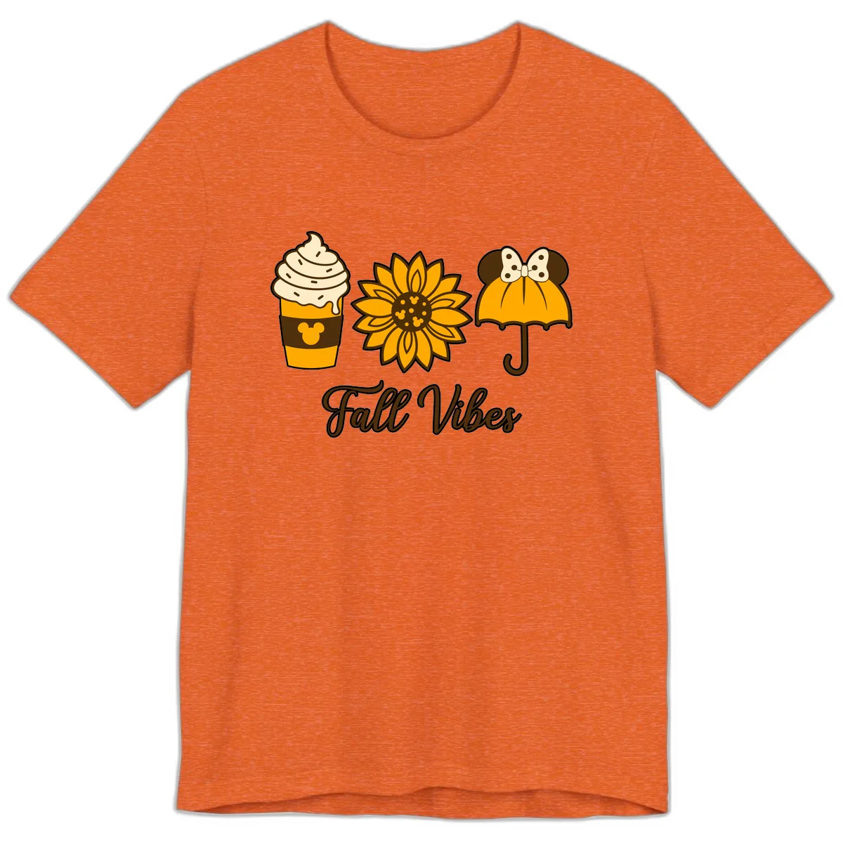 Fall Vibes Coffee And Sunflower Premium T-Shirt in Heather Orange