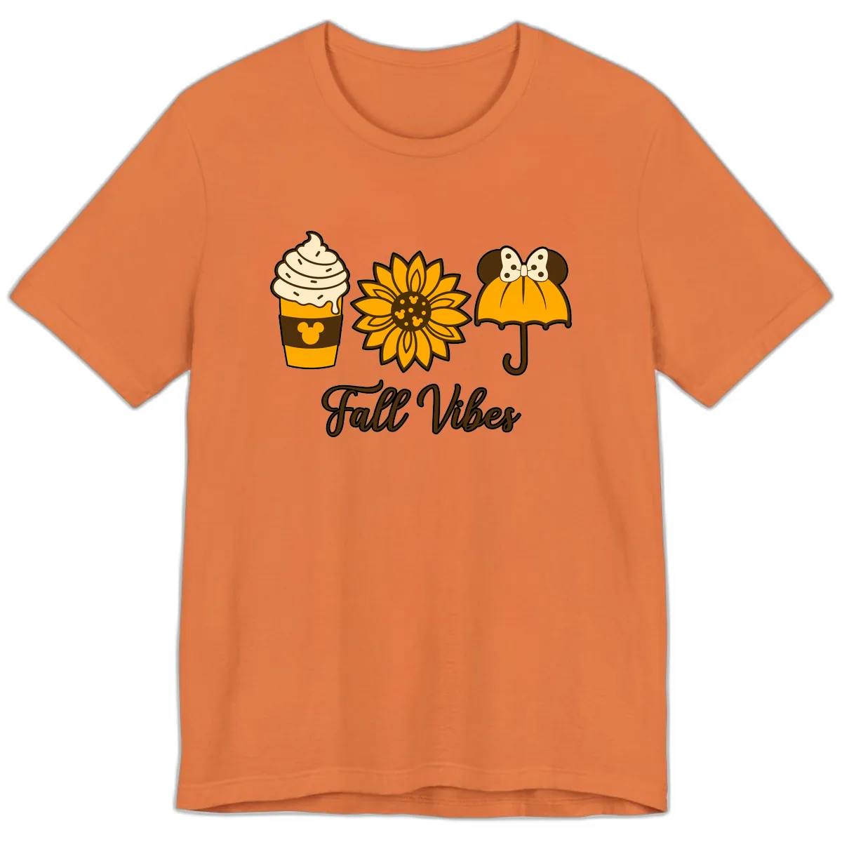 Fall Vibes Coffee And Sunflower Premium T-Shirt in Burnt Orange
