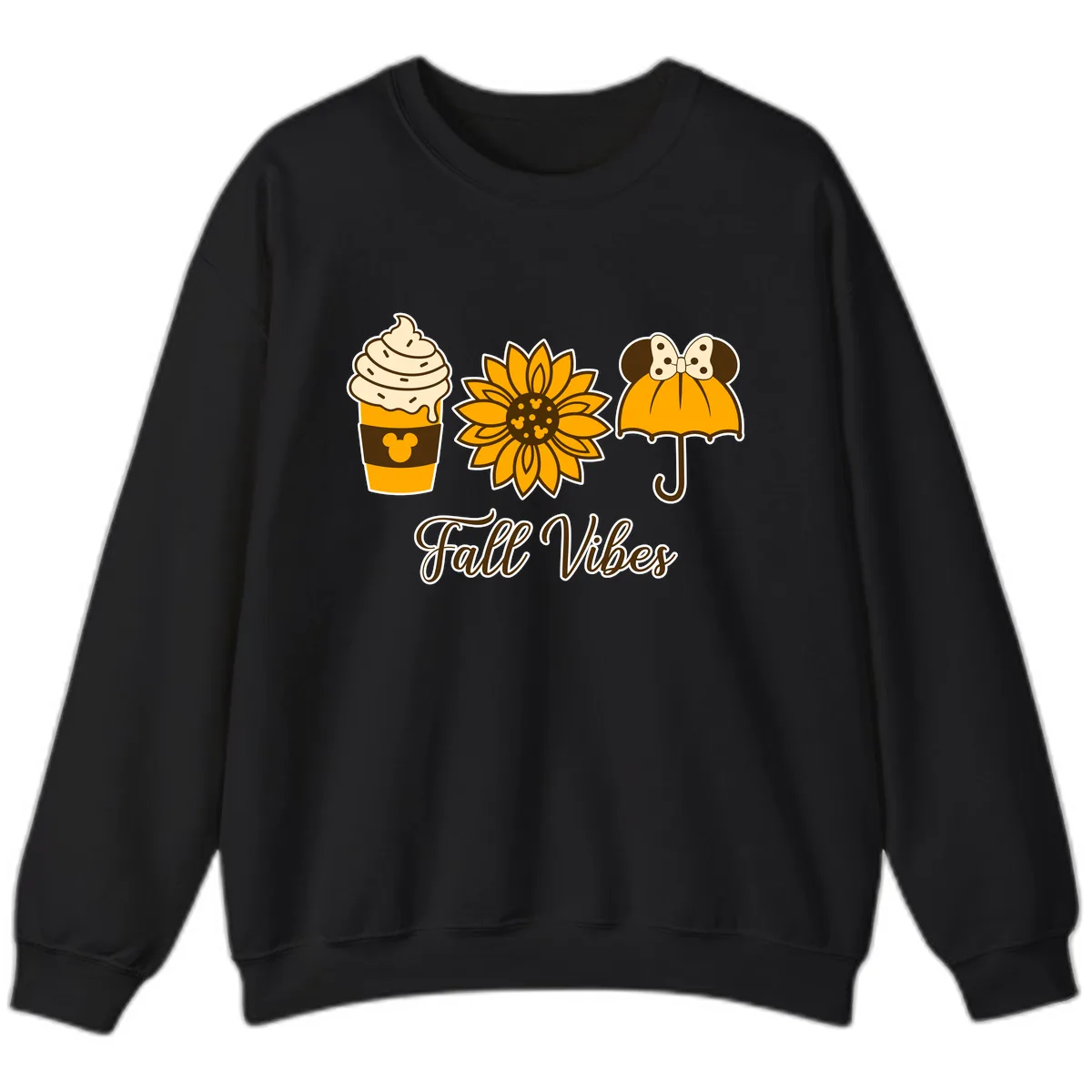 Fall Vibes Coffee And Sunflower Sweatshirt in Black