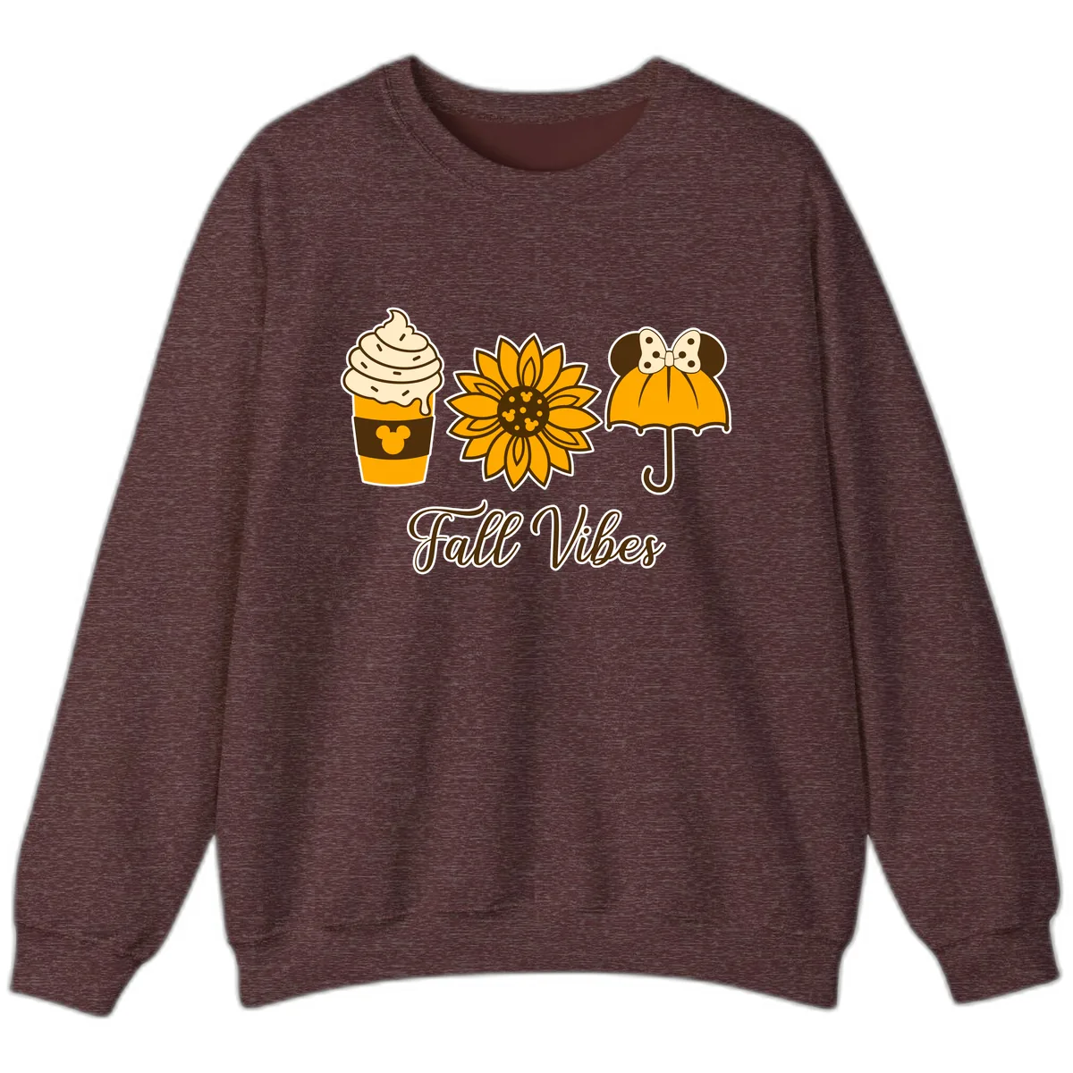 Fall Vibes Coffee And Sunflower Sweatshirt in Heather Sport Dark Maroon