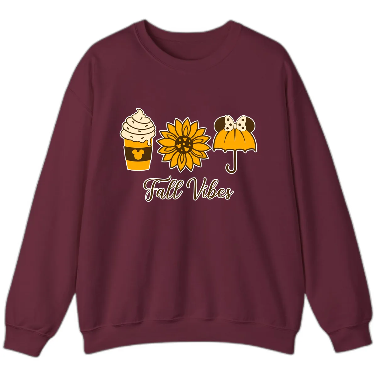 Fall Vibes Coffee And Sunflower Sweatshirt in Maroon