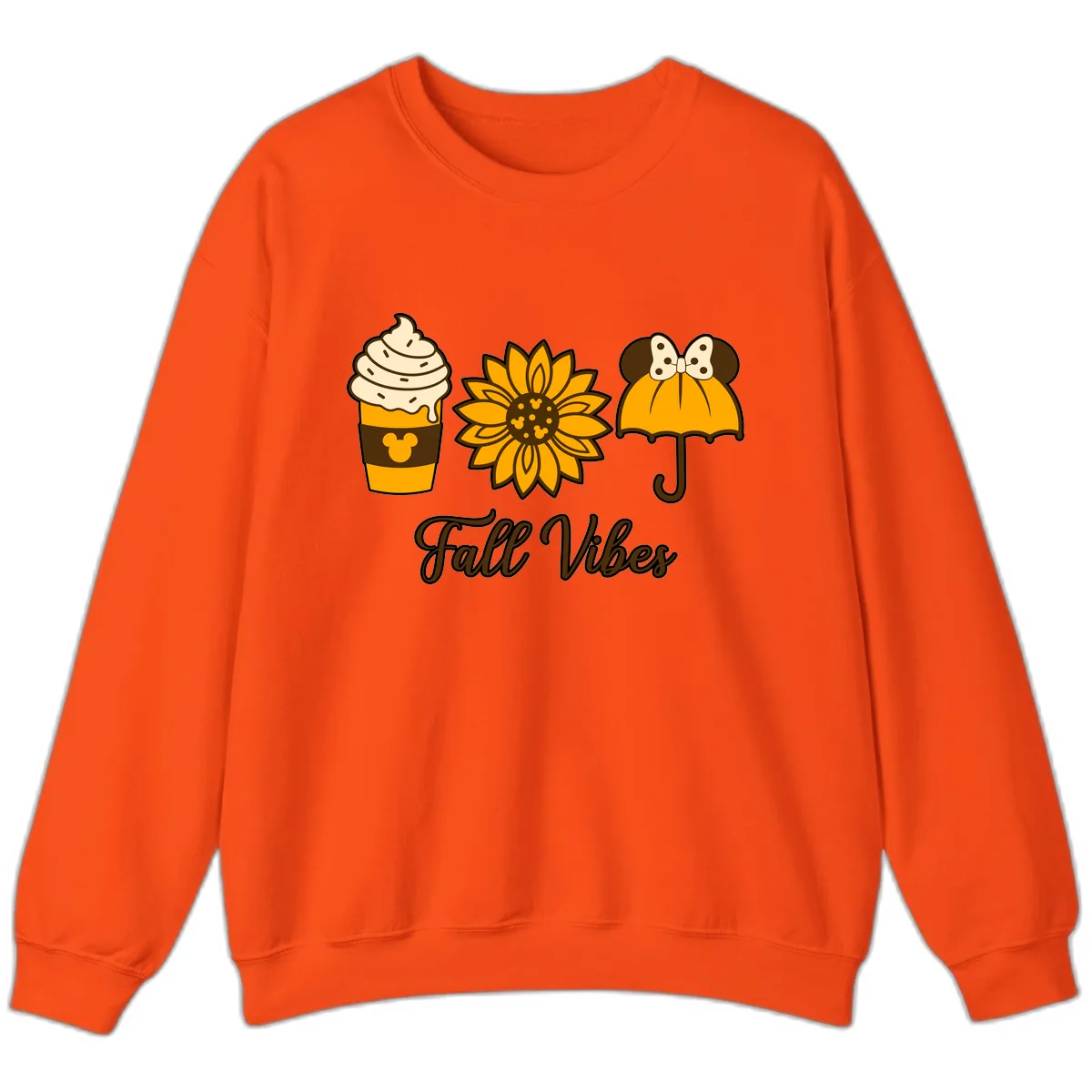 Fall Vibes Coffee And Sunflower Sweatshirt in Orange