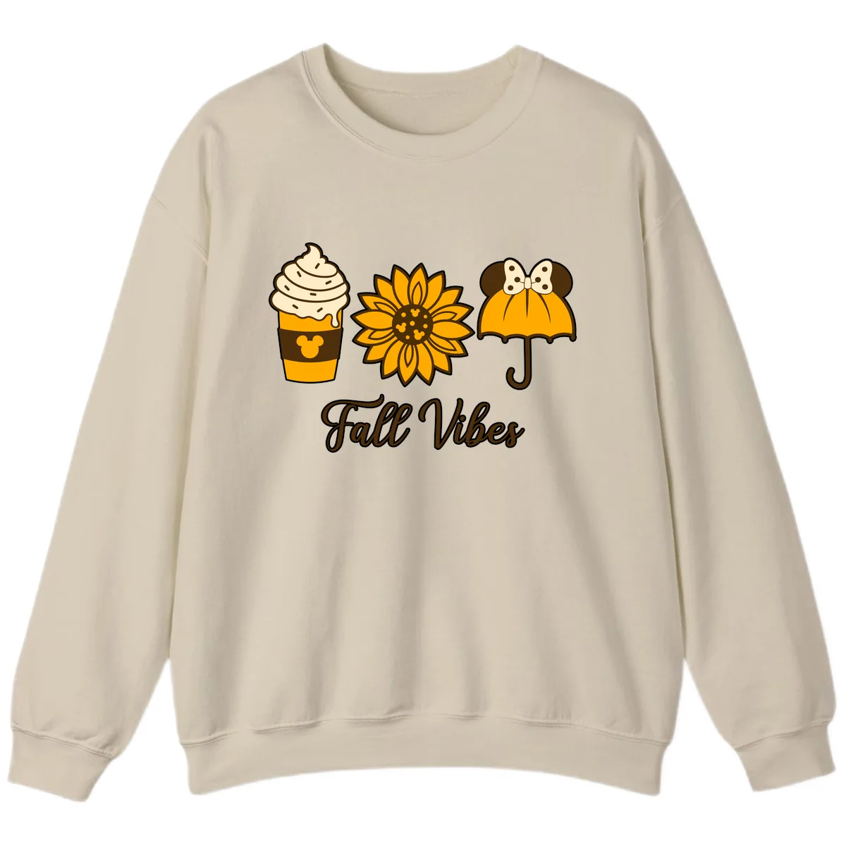 Fall Vibes Coffee And Sunflower Sweatshirt in Sand