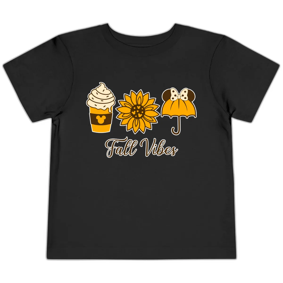 Fall Vibes Coffee And Sunflower Toddler T-Shirt in Black