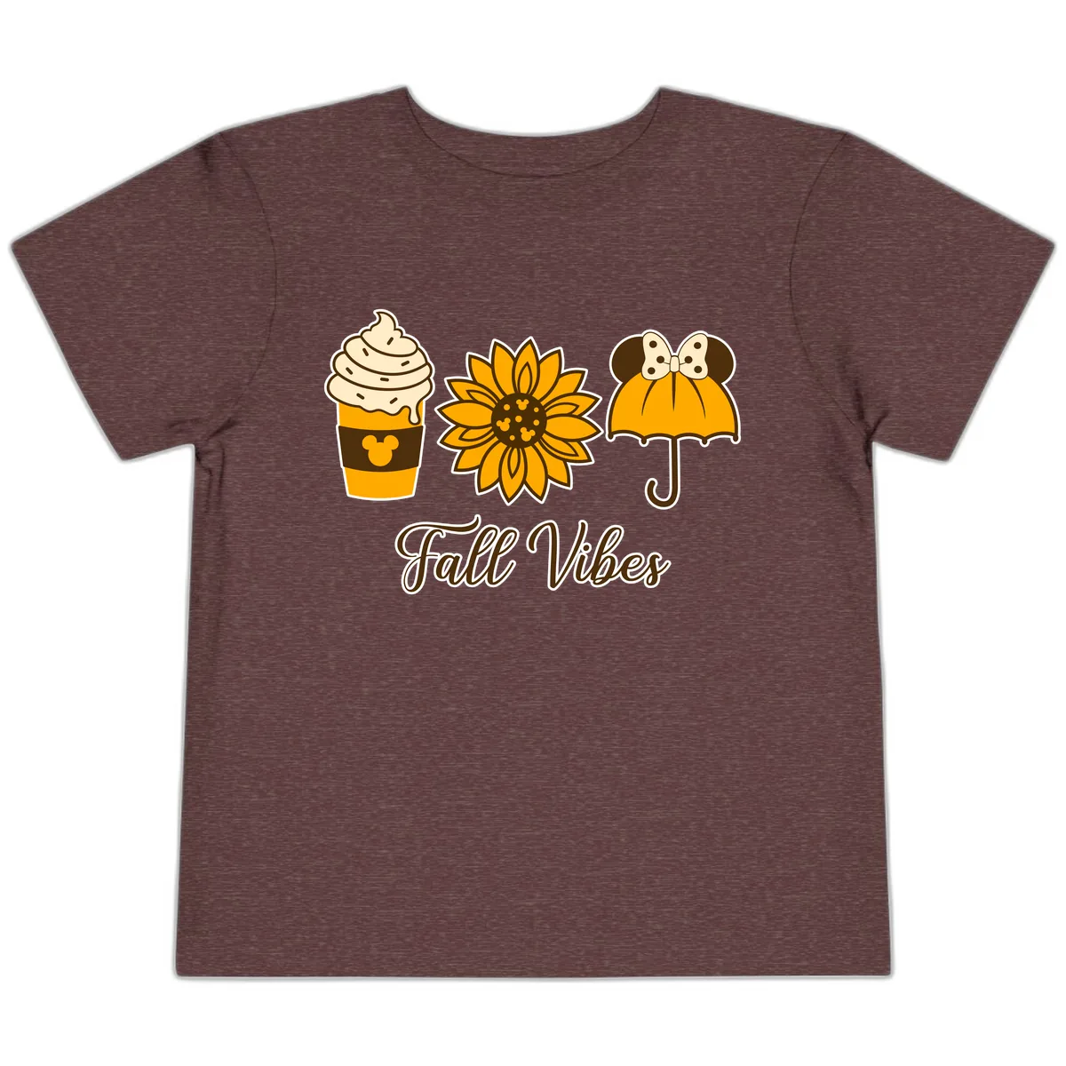 Fall Vibes Coffee And Sunflower Toddler T-Shirt in Heather Maroon