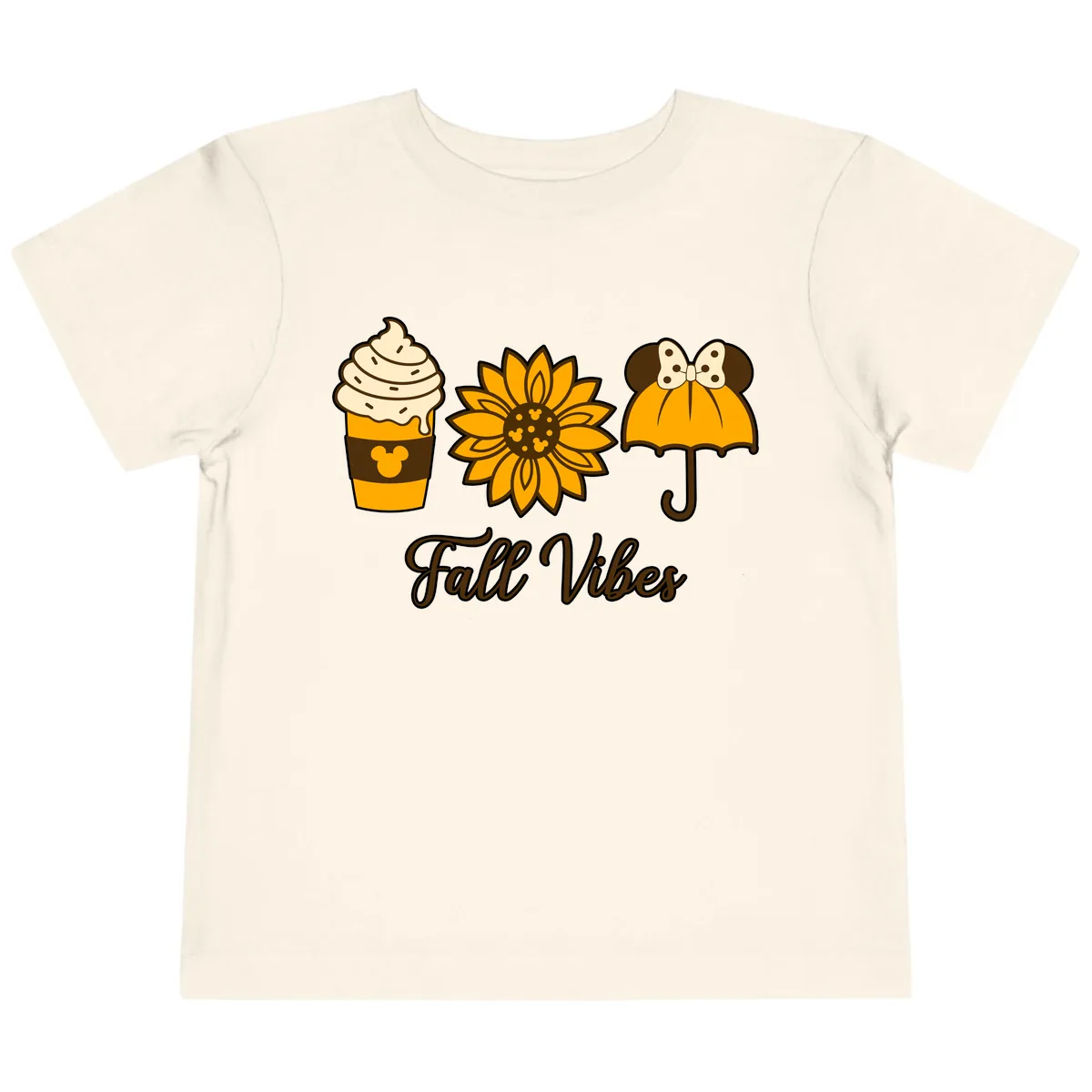 Fall Vibes Coffee And Sunflower Toddler T-Shirt in Natural