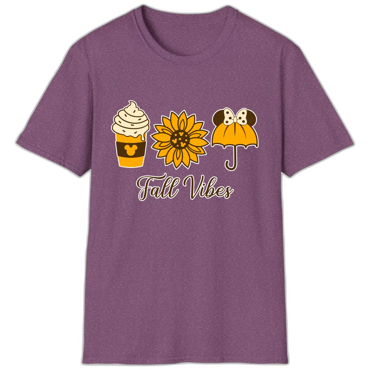 Fall Vibes Coffee And Sunflower T-Shirt in Heather Maroon