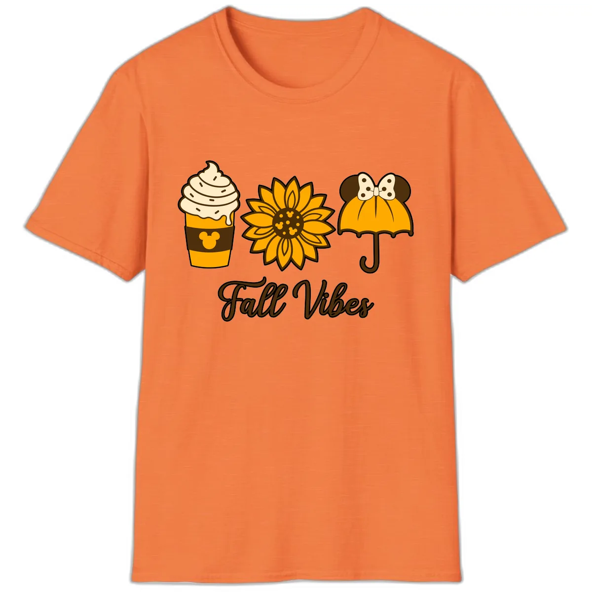 Fall Vibes Coffee And Sunflower T-Shirt in Heather Orange