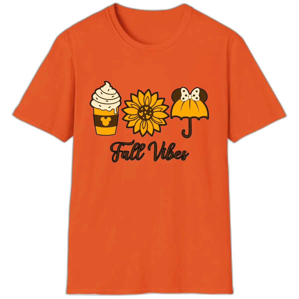 Fall Vibes Coffee And Sunflower T-Shirt in Orange
