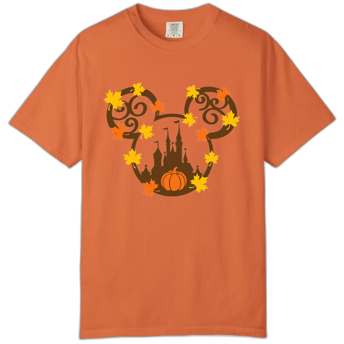 Mickey Autumn Castle Thanksgiving Comfort Color in Burnt Orange