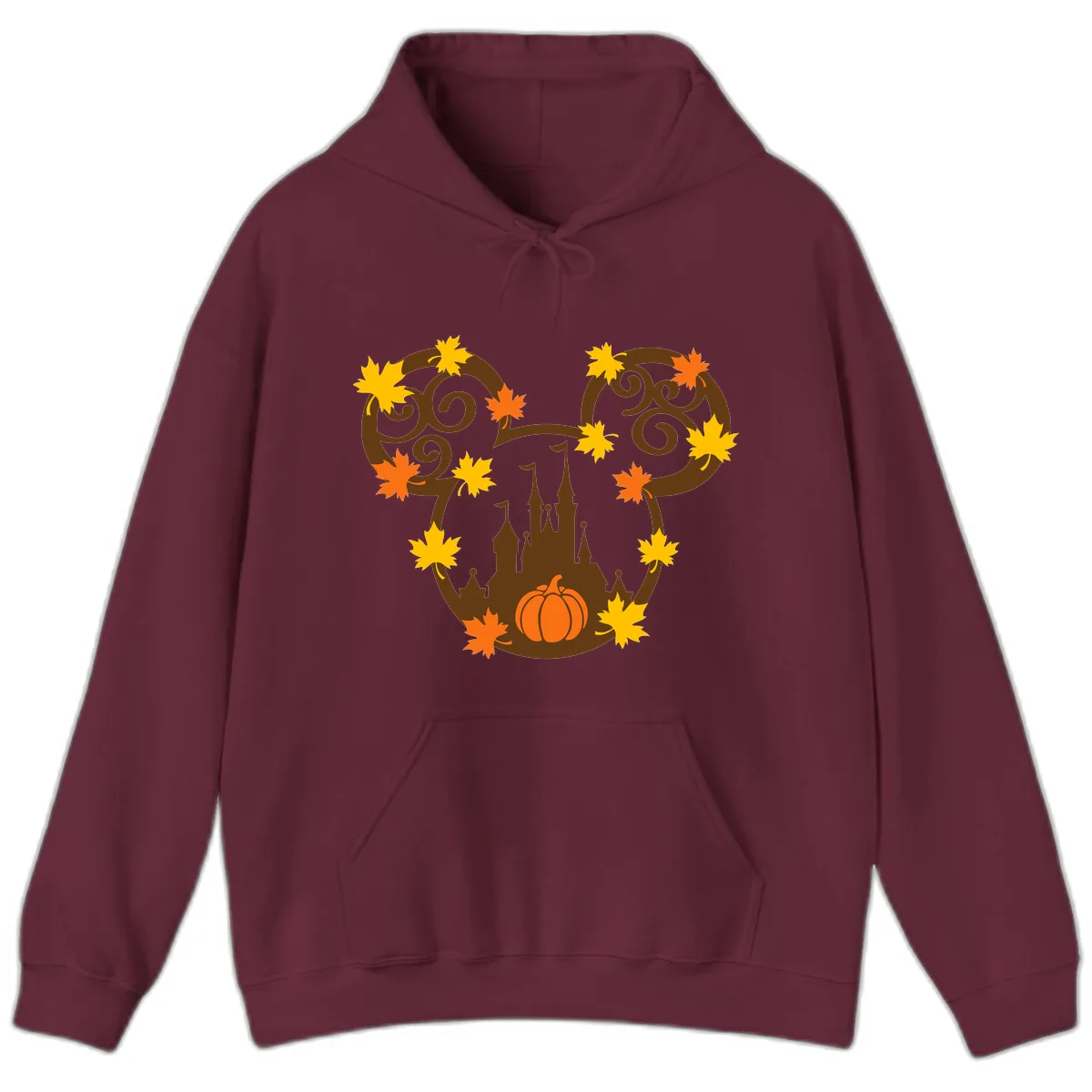 Mickey Autumn Castle Thanksgiving Hoodie in Maroon