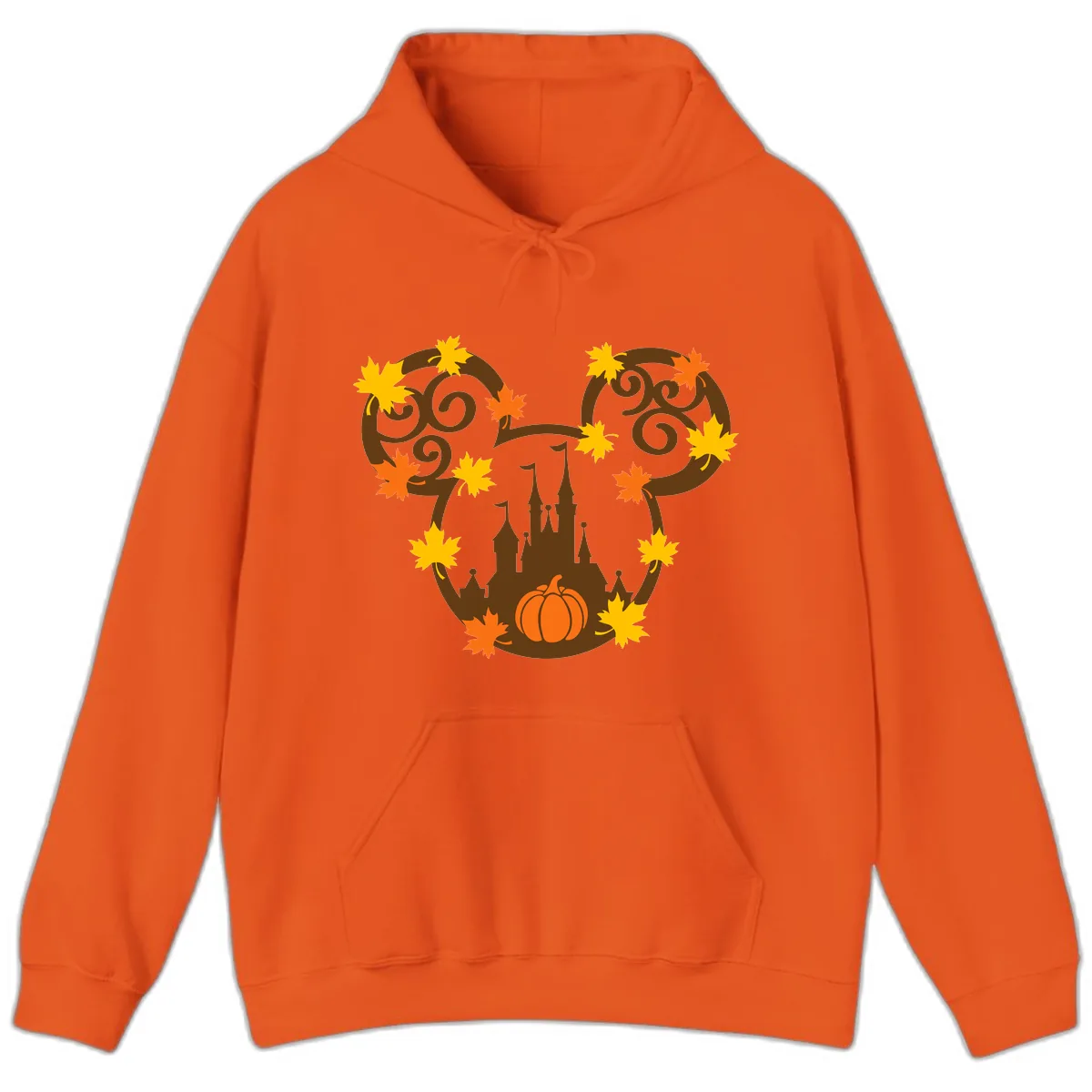 Mickey Autumn Castle Thanksgiving Hoodie in Orange