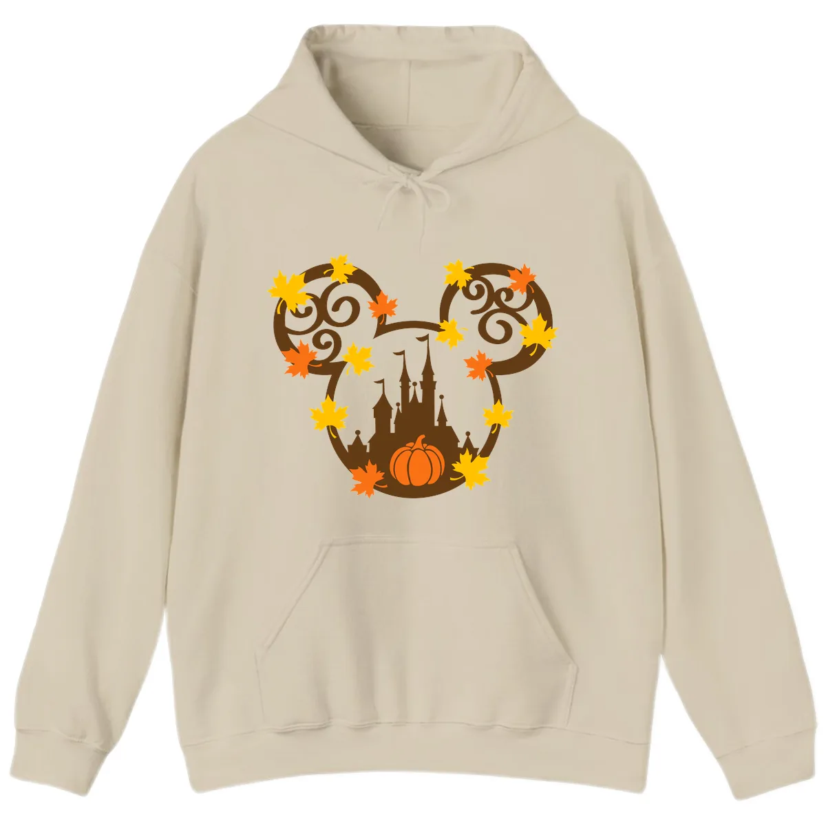Mickey Autumn Castle Thanksgiving Hoodie in Sand